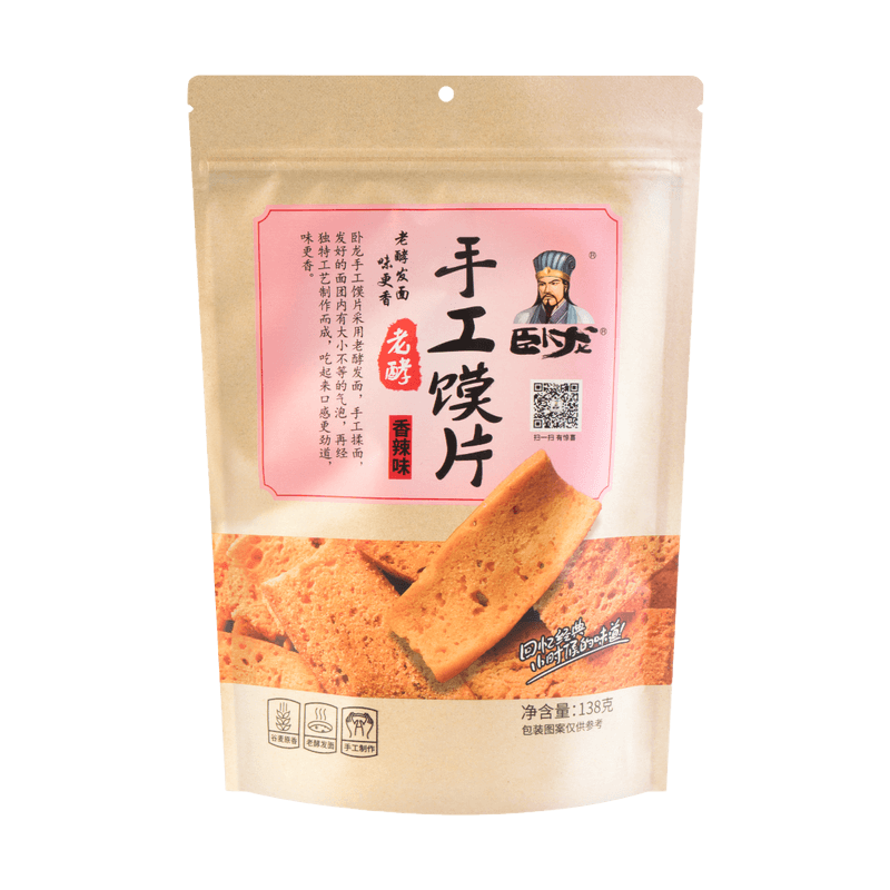 卧龙 馍片 香辣味 Wheat Cracker Spicy-Hot 138g