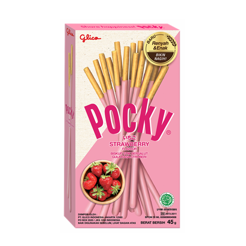Pocky Chocolate Biscuit Sticks Strawberry Flav 43g