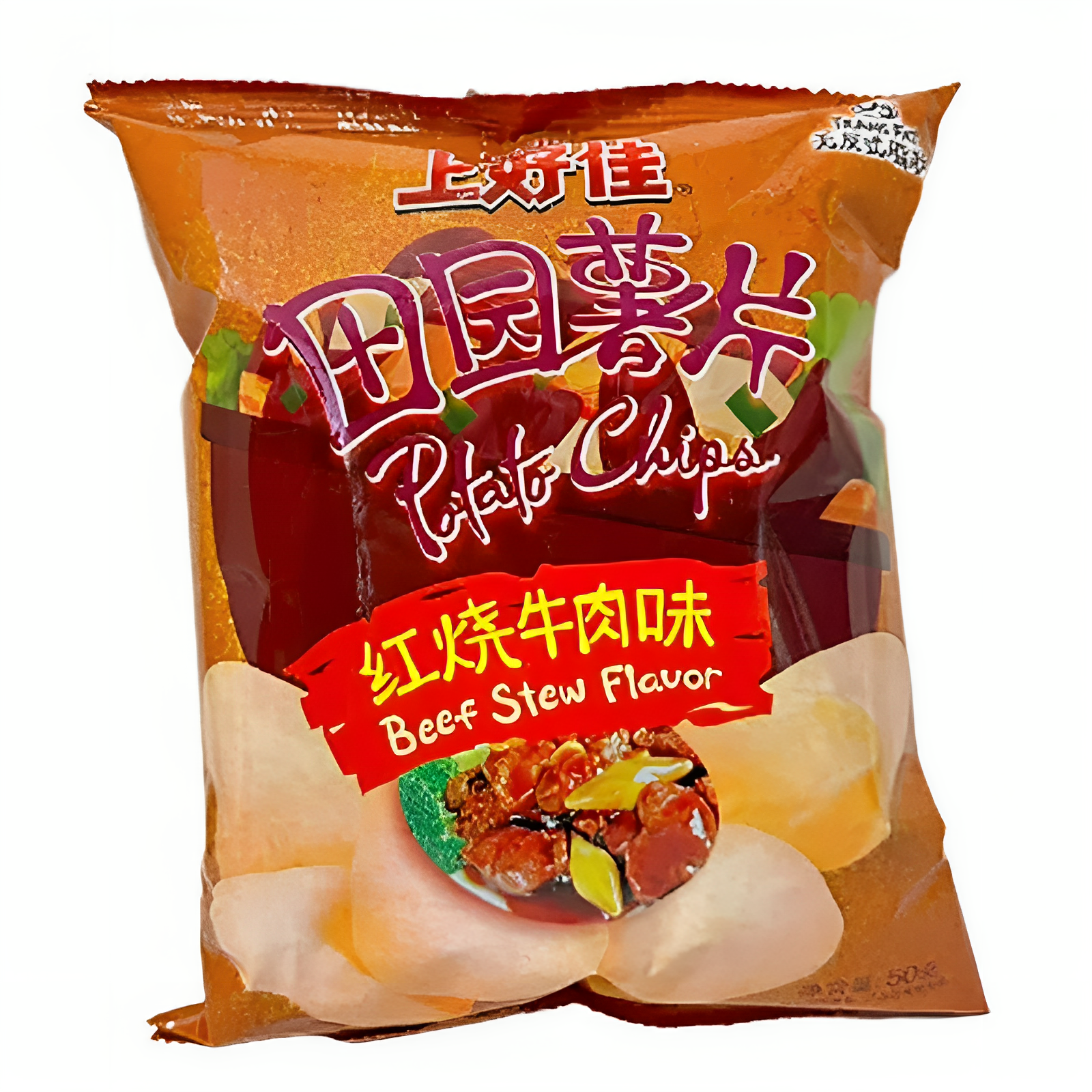 上好佳 田园薯片 红烧牛肉味 Potato Chips w Brasied Beef 50g