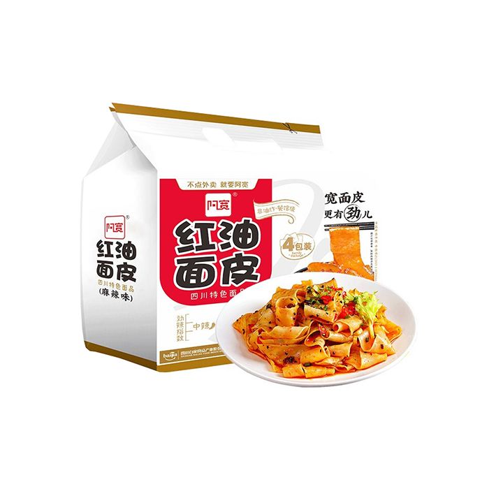 阿宽 麻辣红油面皮—四联包 AK Noodles Red Oil mala 440g